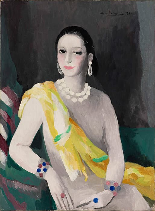 Marie Laurencin, Portrait of Helena Rubinstein, 1934.
Oil on canvas, 33 × 27 in. (83.8 × 68.6 cm). Private collection, Stowe, Vermont.  © Fondation Foujita / Artists Rights Society (ARS), New York / ADAGP, Paris 2014