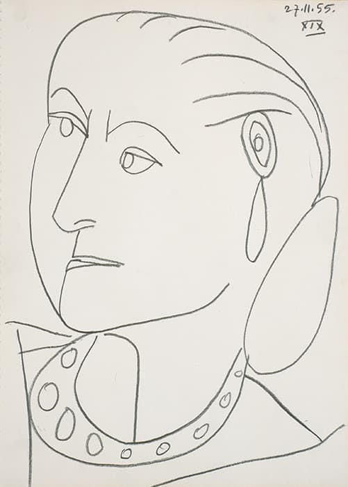 Pablo Picasso, Portrait of Helena Rubinstein XIX 27-11-1955, 1955.
Conté crayon on paper, 17 1/4 x 12 5/8 in. (43.8 x 32.1 cm). Himeji City Museum of Art, Japan. © 2014 Estate of Pablo Picasso / Artists Rights Society (ARS), New York.