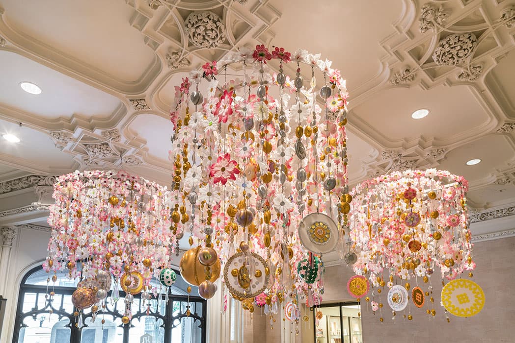 Installation view of the exhibition Using Walls, Floors, and Ceilings: Beatriz Milhazes, May 6 - September 18, 2016. The Jewish Museum, NY. Photo by: David Heald