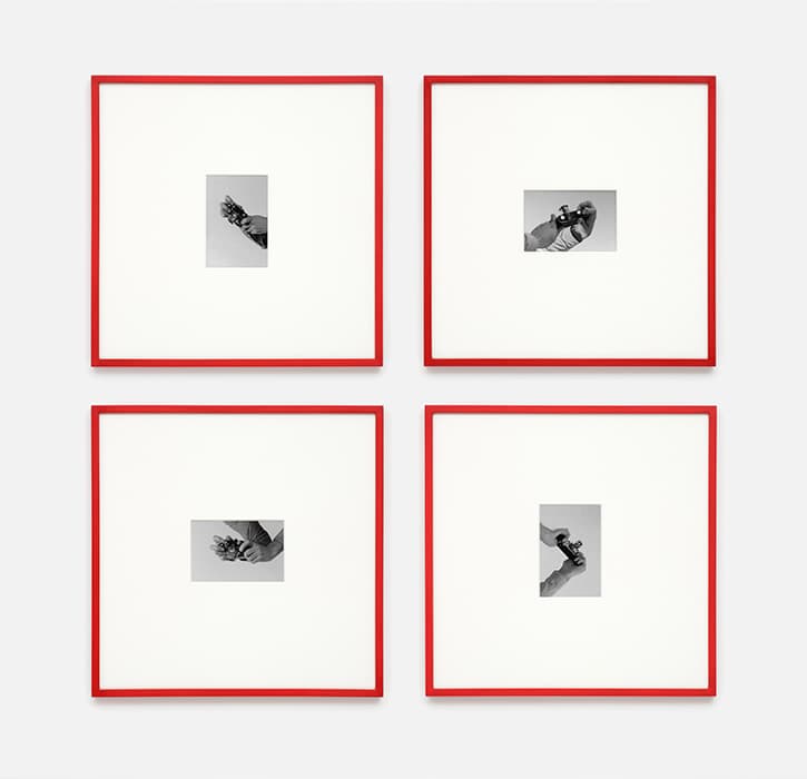 Y PHOTOGRAPHY 

Tim Lee, Untitled (Aleksander Rodchenko, 1928), 2008
Four photographs
Courtesy of the artist and Kadist, San Francisco

In the 1920s the Russian artist Alexander Rodchenko took advantage of the new, highly portable (and now-iconic) Leica 1 camera to bring his avant-garde sensibility to photography, the topic of Benjamin’s Convolute Y. His subjects were familiar—street scenes, portraits, architecture—but he introduced acrobatic angles and dynamic play with light to render them strange and exhilarating, forging dramatic abstract compositions out of ordinary objects. Putting his work in the service of the newly established Soviet Union, he made use of photography’s potential to reach the masses through inexpensive, limitless reproductions.

Tim Lee has constructed an apparatus that allows the classic Leica camera to photograph itself. When photography emerged in the mid-nineteenth century, it was hailed for its ability to chronicle the world with objective exactitude. This idea, however, overlooked the intentionality of the photographer as well as variables in the photographic process. The camera lens turned back on itself is a fitting metaphor for the self-reflexive historical methodology proposed in The Arcades Project.