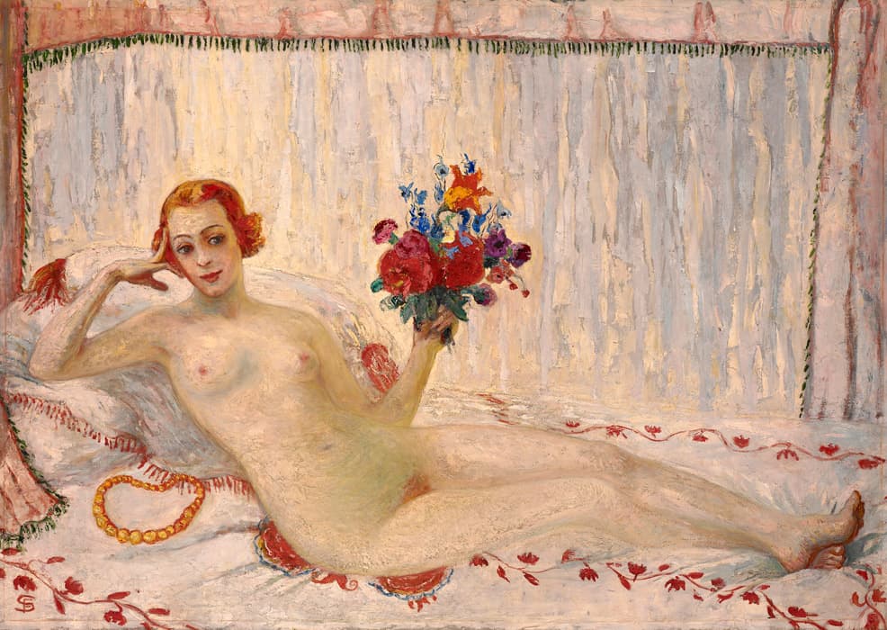 Florine Stettheimer, A Model (Nude Self-Portrait), 1915. Oil on canvas. 48¼ x 68¼ in. (122.5 x 173.4 cm). Art Properties, Avery Architectural and Fine Arts Library, Columbia University in the City of New York. Gift of the Estate of Ettie Stettheimer, 1967