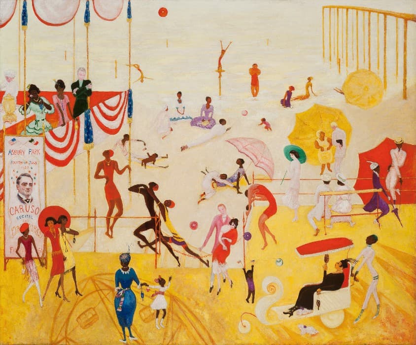 Florine Stettheimer, Asbury Park South, 1920. Oil on canvas, 50 × 60 in. (127 × 152.4 cm). Collection of halley k harrisburg and Michael Rosenfeld, New York